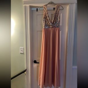 Sequined pink prom dress